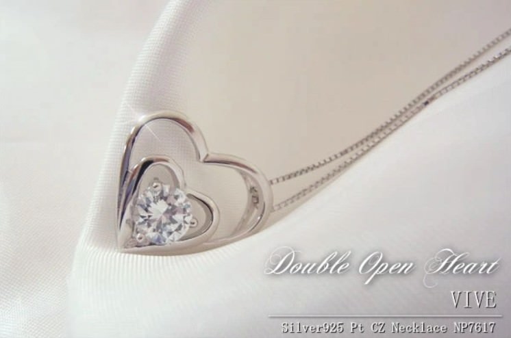 ダブルオープンハートCZネックレス